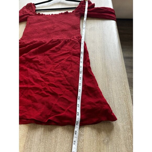 Reformation Kelli Red Smocked Bodice Mini Dress Size XS Flirty Date Night Party - Picture 8 of 8